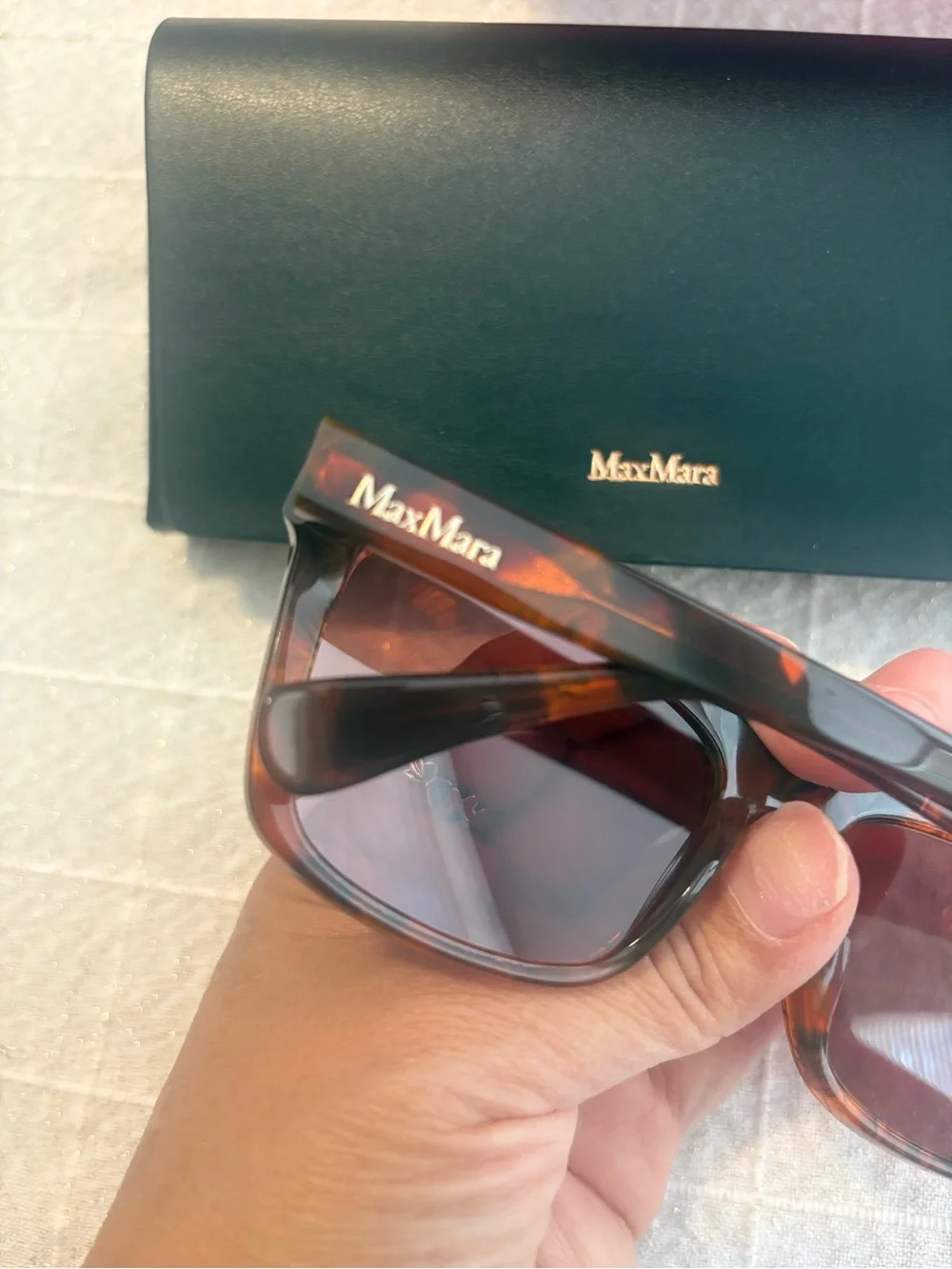 MaxMara Tortoiseshell Square Sunglasses with Brown Lenses